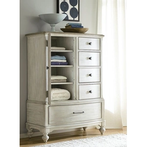 American Drew Litchfield Calvin Wood Chest w/Door & 5 Drawers, Sunwashed