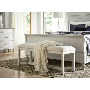 American Drew Litchfield Clayton Fabric/Wood Bench, Sunwashed/Beige