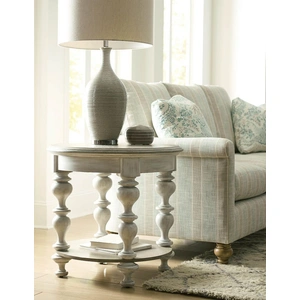 American Drew Litchfield Blakeney Round Wood End Table, Sunwashed