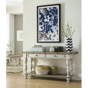 American Drew Litchfield Lakeside Wood Flip Top Console Table, Sunwashed
