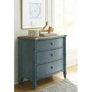 American Drew Litchfield Sundown Wood Accent Chest w/3 Drawers, Blue