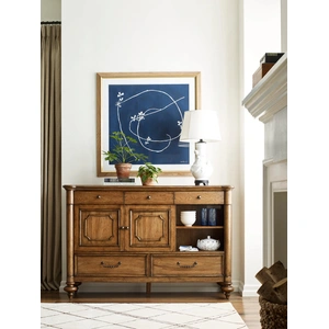 American Drew Berkshire Concord Wood Buffet w/Wine Rack & 5 Drawers & 2 Doors, Cognac