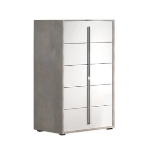 J&M Furniture Ada Premium Wood Veneer 5-Drawer Chest, Stone/White