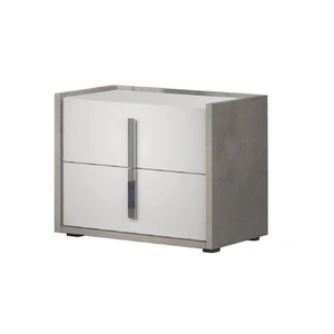 J&M Furniture Ada Premium Wood Veneer 2-Drawer Nightstand, Stone/White