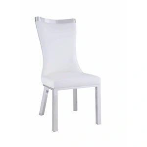 Chintaly Imports Adelle Contemporary Curved Back PU Side Chair, White (Set of 2)