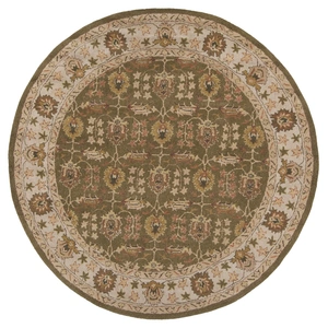 Chandra Adonia Wool Round Handmade Rug, 7'9-inch, Green/Ivory/Olive/Brown