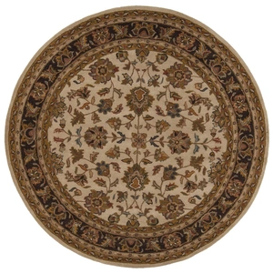 Chandra Adonia Wool Round Handmade Rug, 7'9-inch, Brown/Cream/Green/Maroon