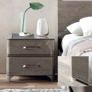 Camelgroup, Italy Maia FLAT 2-Drawer Mini Nightstand w/Maia Handles, Grey