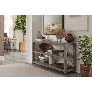 Hammary West End Rectangular Bluestone/Wood Sofa Table, Soft Greige