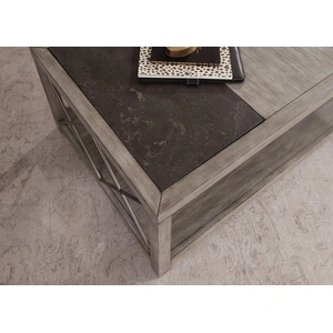 Hammary West End Rectangular Bluestone/Wood Coffee Table, Soft Greige