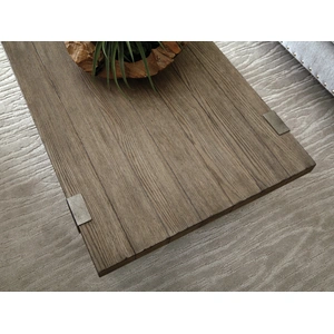 Hammary Timber Forge Rectangular Wood/Metal Coffee Table, Rubbed Light Brown/Aged Natural Silver