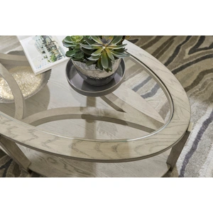 Hammary Solstice Oval Glass/Wood Coffee Table, Soft Beige