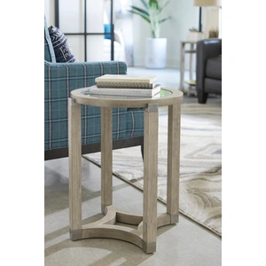 Hammary Solstice Round Glass/Wood Spot Table, Soft Beige