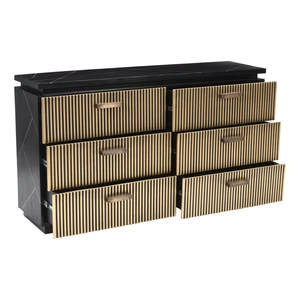 Galaxy Home Furnishings Allure 6-Drawer Wood Veneer Dresser, Black/Gold
