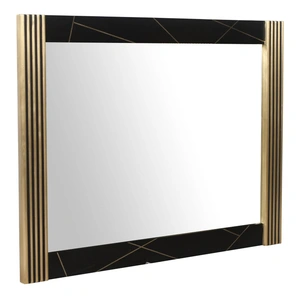 Galaxy Home Furnishings Allure Square Wood Veneer Mirror, Black/Gold