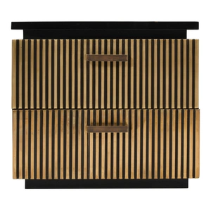 Galaxy Home Furnishings Allure 2-Drawer Wood Veneer Nightstand, Black/Gold