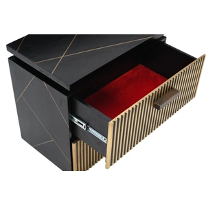 Galaxy Home Furnishings Allure 2-Drawer Wood Veneer Nightstand, Black/Gold