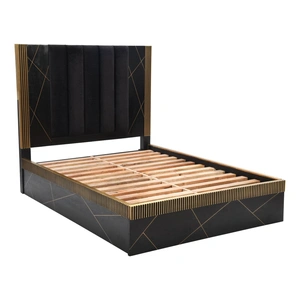 Galaxy Home Furnishings Allure Fabric/Wood Regular Bedroom Set, Black/Gold