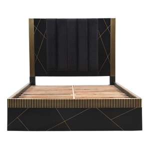 Galaxy Home Furnishings Allure Fabric/Wood Regular Bedroom Set, Black/Gold