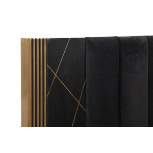 Galaxy Home Furnishings Allure Bed with Fabric Upholstered Headboard, Black/Gold