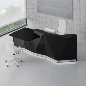 MDD Office Furniture Alpa 119-inch Straight Medium Reception Desk w/Right Counter Top & LED Light