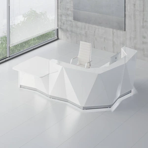 MDD Office Furniture Alpa 123-inch Corner Medium Reception Desk w/Right Counter Top & LED Light