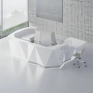 MDD Office Furniture Alpa 160-inch Corner Large Reception Desk w/Left Counter Top & LED Light