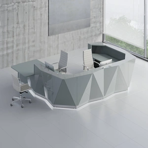 MDD Office Furniture Alpa 160-inch Corner Large Reception Desk w/Right Counter Top & LED Light