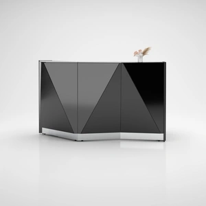 MDD Office Furniture Alpa 72-inch Straight Reception Desk w/LED Light, Right-Curved