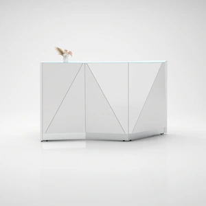 MDD Office Furniture Alpa 72-inch Straight Reception Desk w/LED Light, Left-Curved