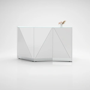 MDD Office Furniture Alpa 72-inch Straight Reception Desk w/LED Light, Right-Curved
