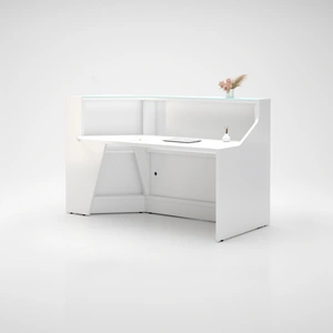 MDD Office Furniture Alpa 72-inch Straight Reception Desk w/LED Light, Left-Curved