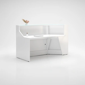 MDD Office Furniture Alpa 72-inch Straight Reception Desk w/LED Light, Right-Curved