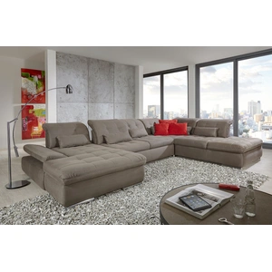 Nordholtz Alpine Leather/Microfiber U-Shaped Sectional Sofa w/Sleeper & Storage