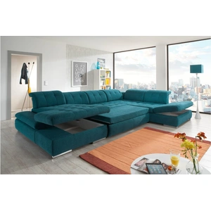 Nordholtz Alpine Leather/Microfiber U-Shaped Sectional Sofa w/Sleeper & Storage