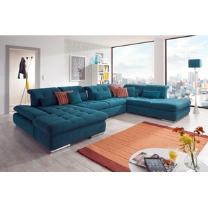 Nordholtz Alpine Leather/Microfiber U-Shaped Sectional Sofa w/Sleeper & Storage
