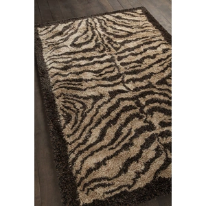 Chandra Amazon Polyester/Wool Handmade Rug, Tan/Brown/Black