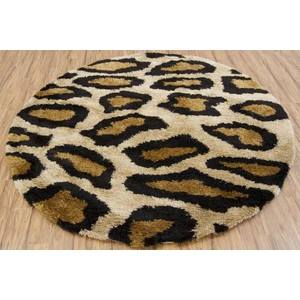 Chandra Amazon Polyester/Wool Handmade Rug, Tan/Gold/Brown/Black