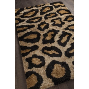 Chandra Amazon Polyester/Wool Handmade Rug, Tan/Gold/Brown/Black