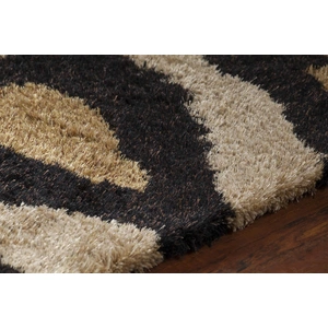 Chandra Amazon Polyester/Wool Handmade Rug, Tan/Gold/Brown/Black