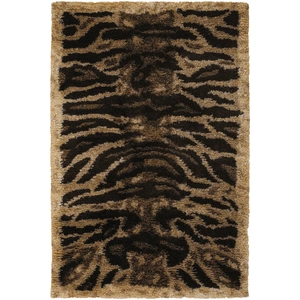 Chandra Amazon Polyester/Wool Rectangular Rug, Composition 1, Tan/Gold/Brown/Black