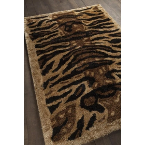 Chandra Amazon Polyester/Wool Rectangular Rug, Composition 1, Tan/Gold/Brown/Black