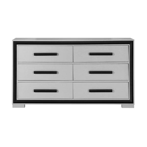 Global Furniture USA Amelia 6-Drawer Wood Veneer Dresser, Grey/Black