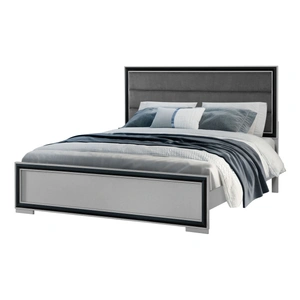 Global Furniture USA Amelia Fabric/Wood Bed w/LED Lighting, Grey/Black