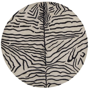 Chandra Antara Wool Round Handmade Rug, 7'9-inch, Black/Ivory