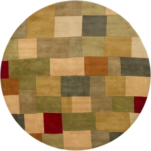 Chandra Antara Wool Round Handmade Rug, 7'9-inch, Green/Multi