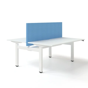 NARBUTAS Motion Electric Height Adjustable Office 2-Desk Bench w/Open Metal Leg & Panel Leg, 3 Level Columns