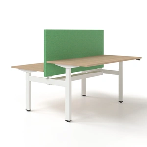 NARBUTAS Motion Electric Height Adjustable Office 2-Desk Bench w/Open Metal Leg & Panel Leg, 3 Level Columns