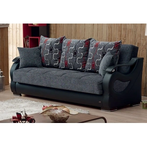 Empire Furniture, USA Arizona Fabric/Vinyl Storage Living Room Set, Smoky Grey
