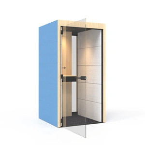 NARBUTAS Silent Room S Small Soundproof Acoustic Office Pod with Fabric Walls, Glass Door & Glass Back Inserts